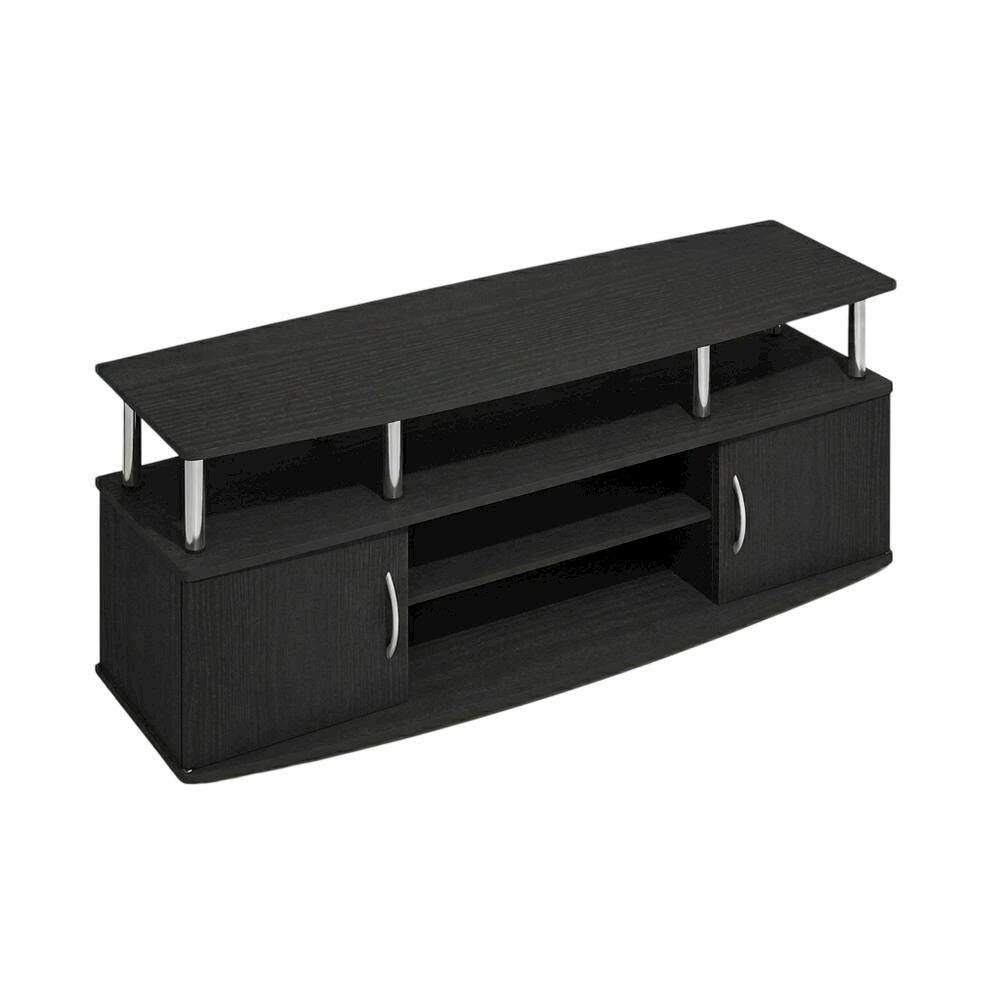 Left. FurniFact - Dark Americano Large Entertainment Center for TVs up to 55 inches - Dark Americano/Stainless Steel.