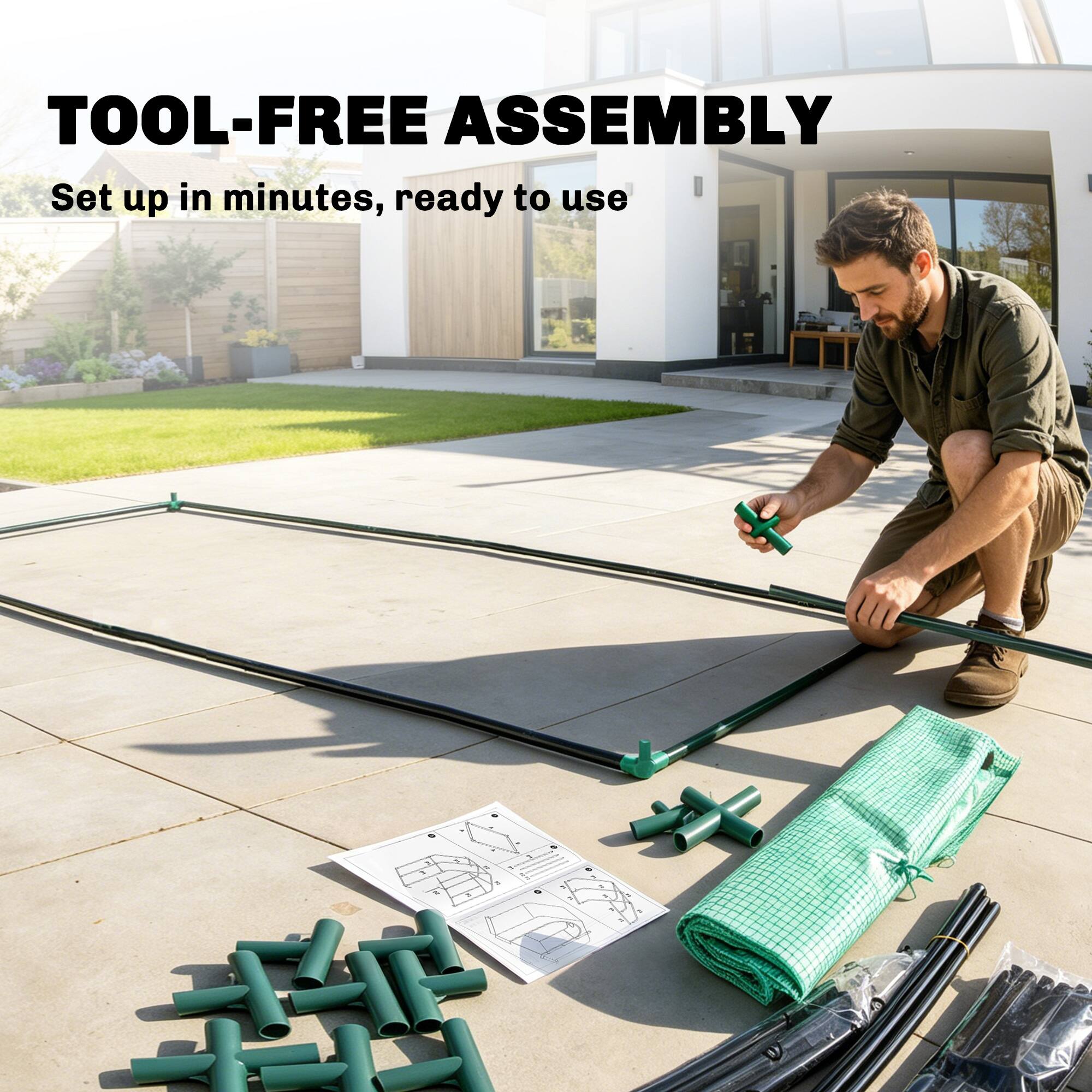 TOOL-FREE ASSEMBLY  
Set up in minutes, ready to use