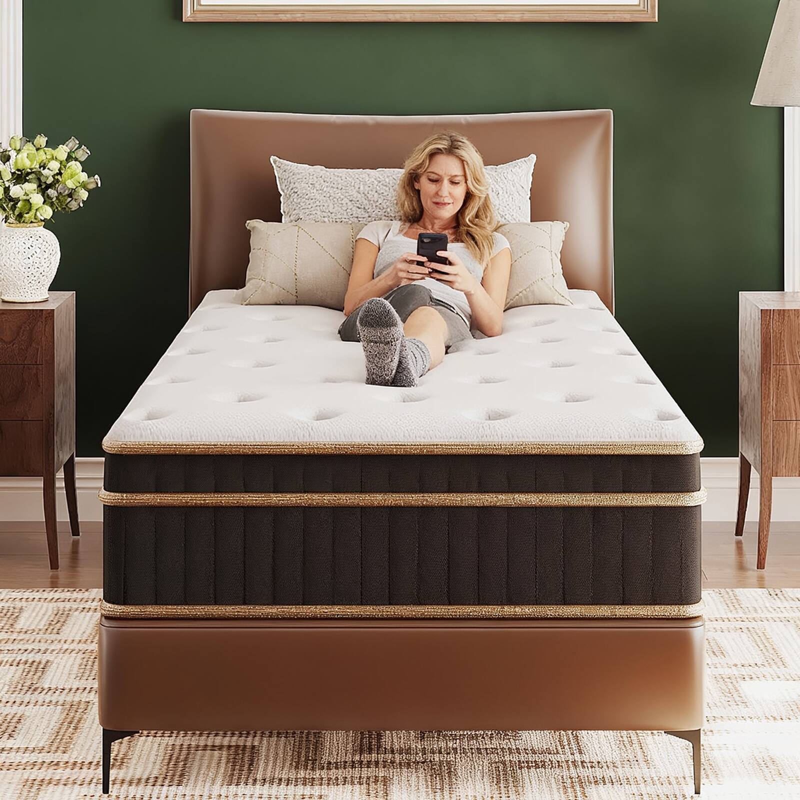 Alt View 8. Winado - 10 Inch Twin XL Hybrid Memory Foam Mattress,Individually Wrapped Coils Pocket Spring,Strong Edge Support,Medium Firm - Black.