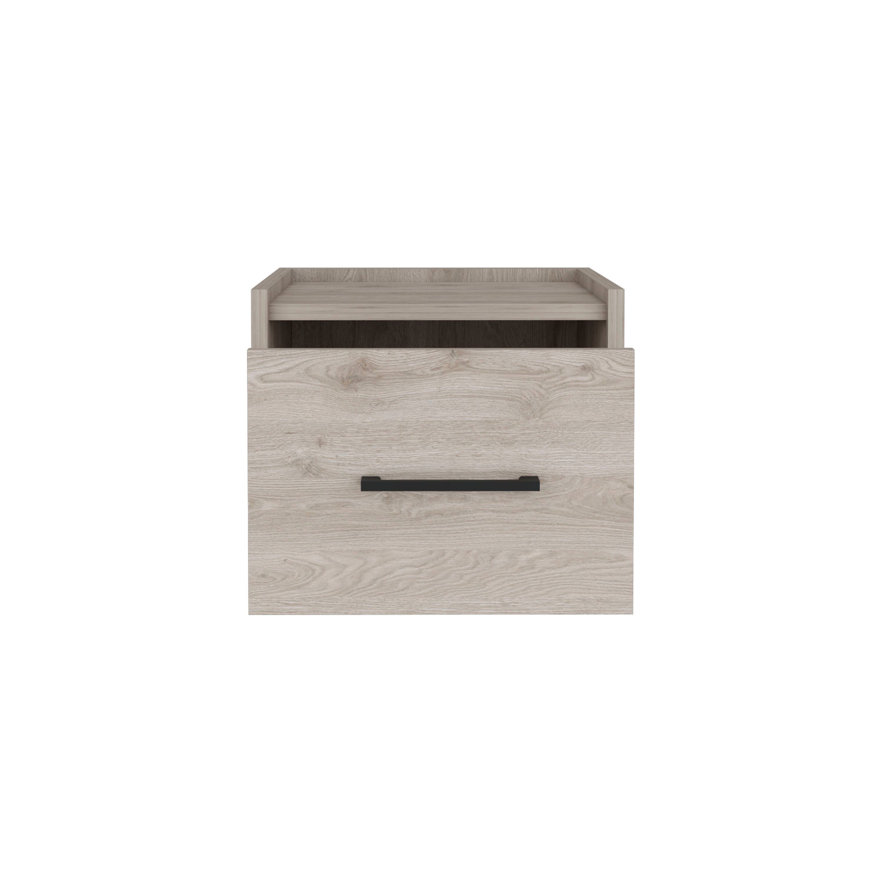Back. Tiramisubest - Floating Nightstand, Space-Saving Design with Handy Drawer and Surface, Light Gray - Light Gray.