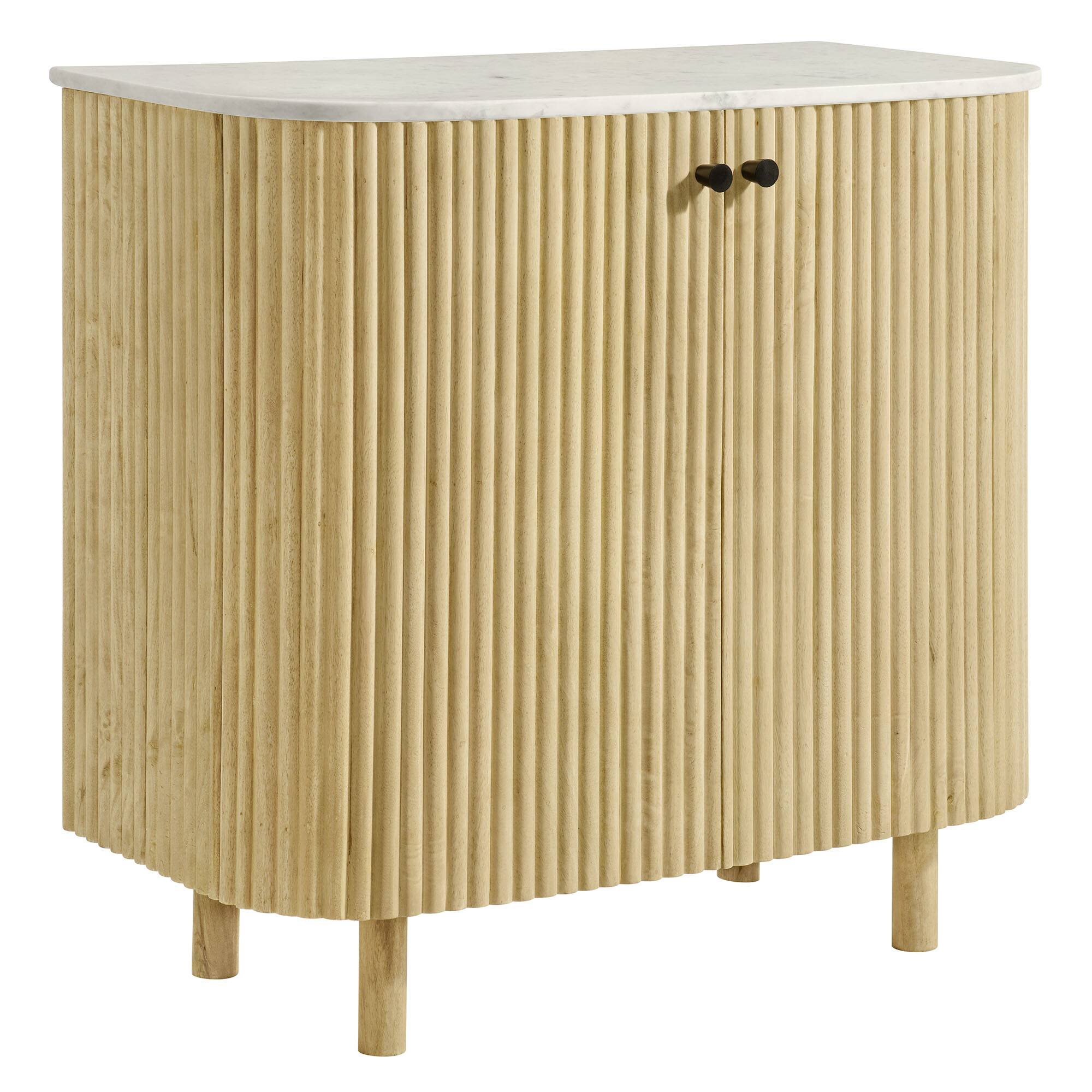Angle. Modway - Caldera 33" Curved Solid Wood and Marble Accent Storage Cabinet by Modway - Natural.