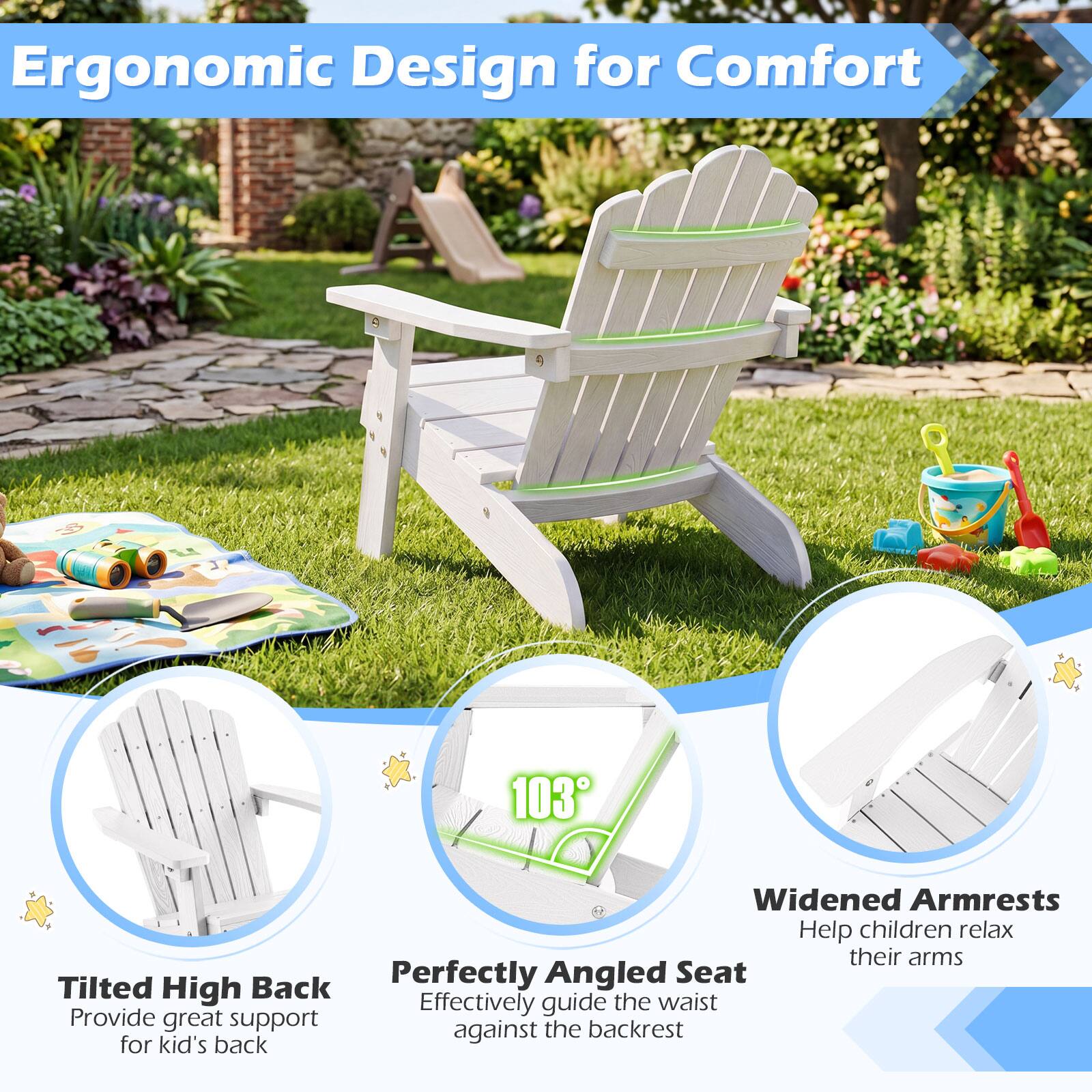 Ergonomic Design for Comfort

- Widened Armrests: Help children relax their arms
- Perfectly Angled Seat: Effectively guide the waist against the backrest
- Tilted High Back: Provide great support for kid's back