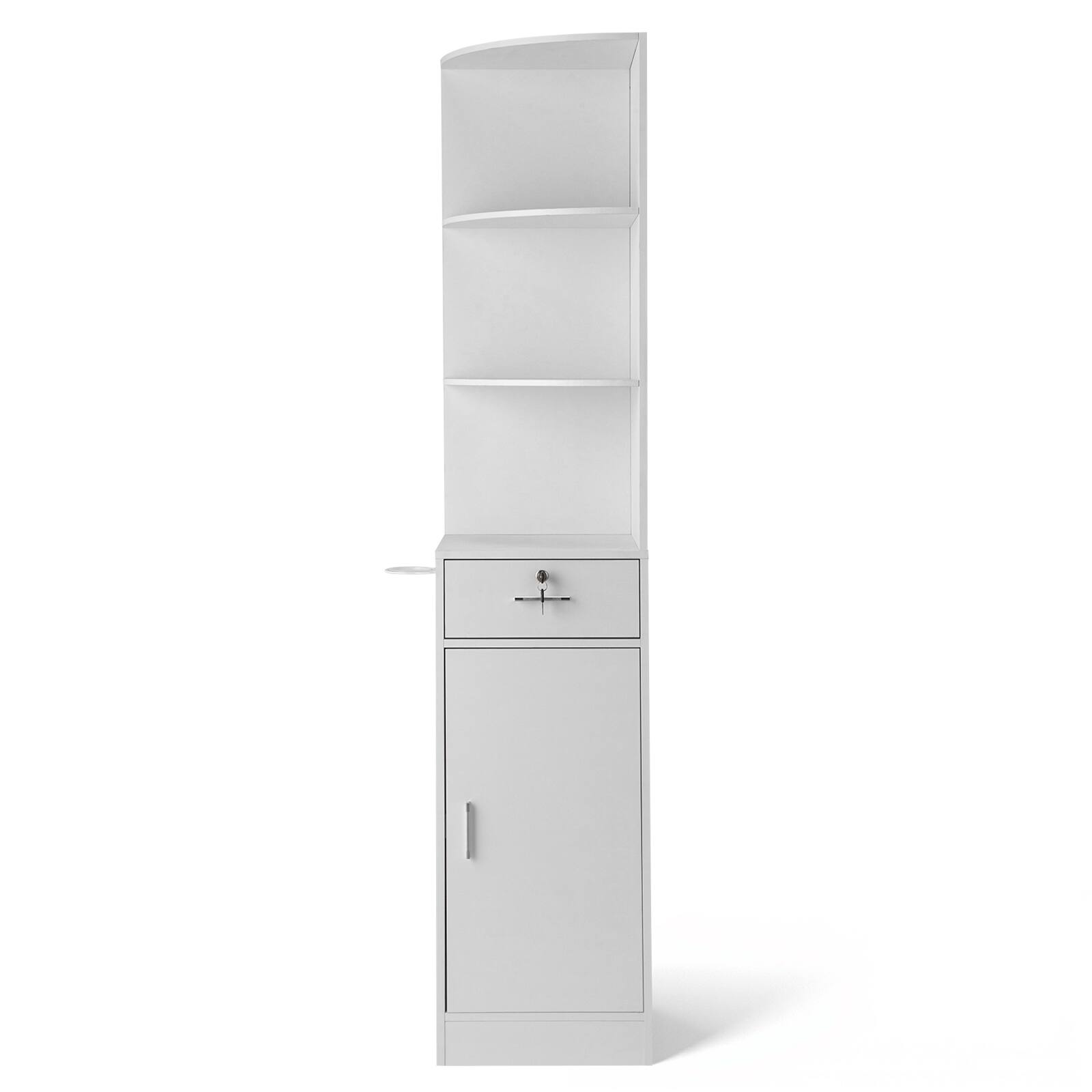 Angle. Winado - Salon Corner Storage Cabinet, Wall Mount Salon Station with Lockable Drawer, Bottom Cabinet - White.