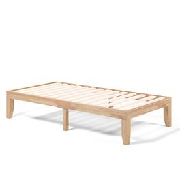 Gymax - 14'' Twin Size Wooden Platform Bed Frame w/ Strong Slat Support - Natural