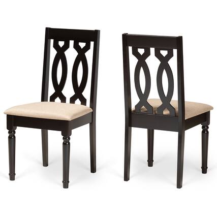 Front. Baxton Studio - Cherese Modern Fabric Upholstered and Finished Wood 2-Piece Dining Chair Set - Sand/dark brown.