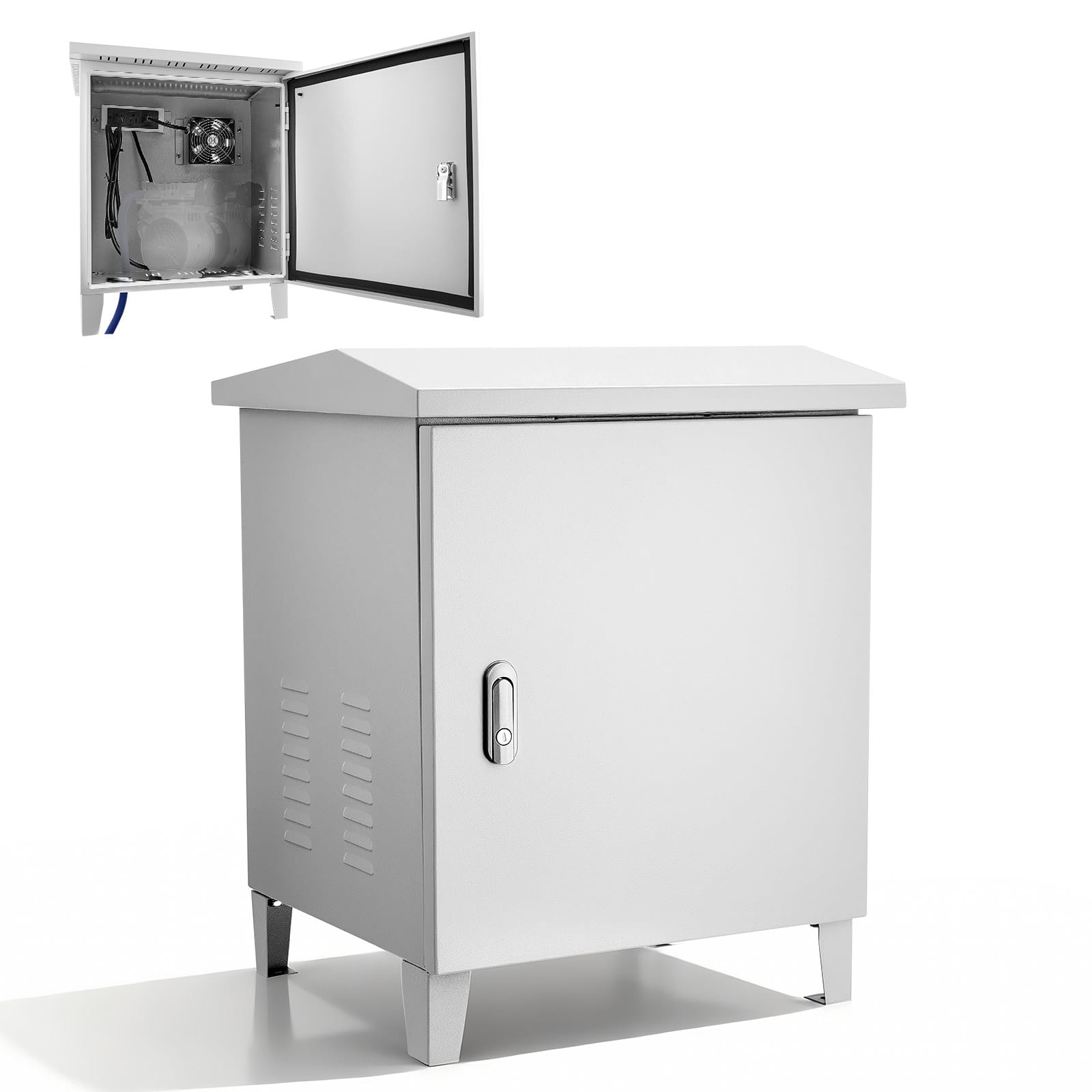 VEVOR - Pond Aerator Weatherproof Outdoor Cabinet, Housing for Pond Aerator with Cooling Fan & AC Power Outlet - White