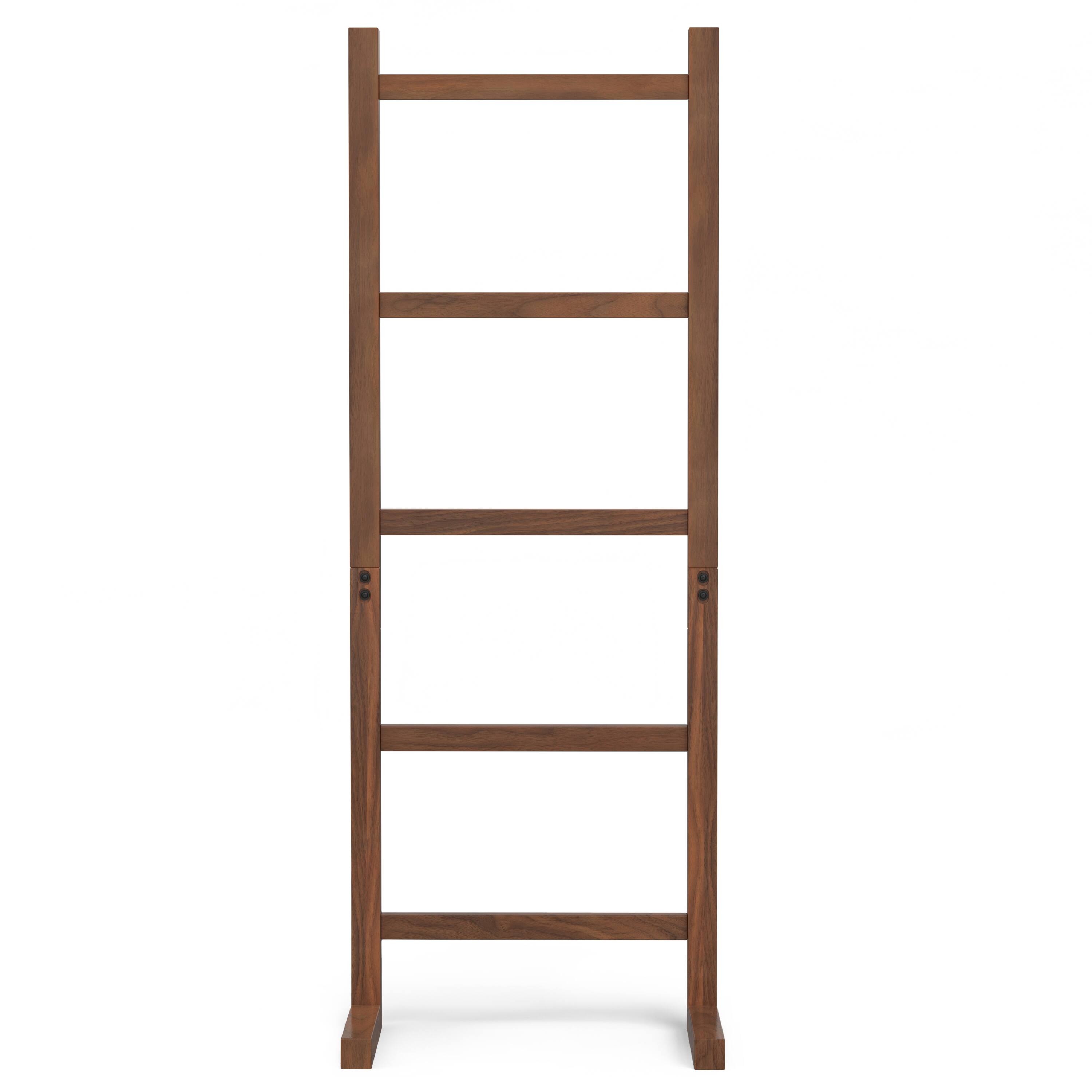 Alt View 1. Simpli Home - Bray SOLID ACACIA WOOD 63 inch x 23 inch Contemporary Bath Towel and Blanket Ladder Shelf in Natural Walnut - Natural Walnut.