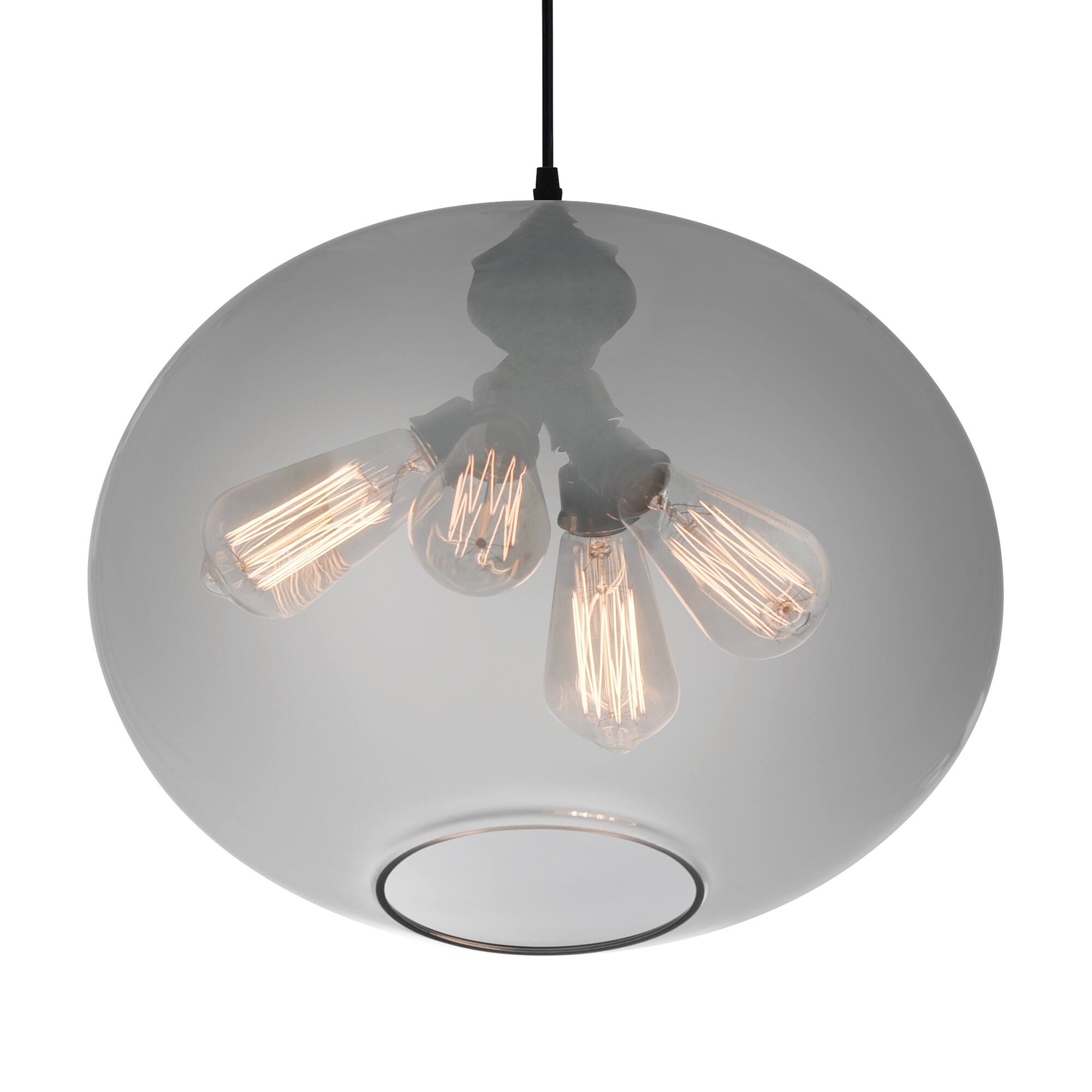 Left. CWI Lighting - Glass 4 Light Down Pendant With Smoke Finish - Black.
