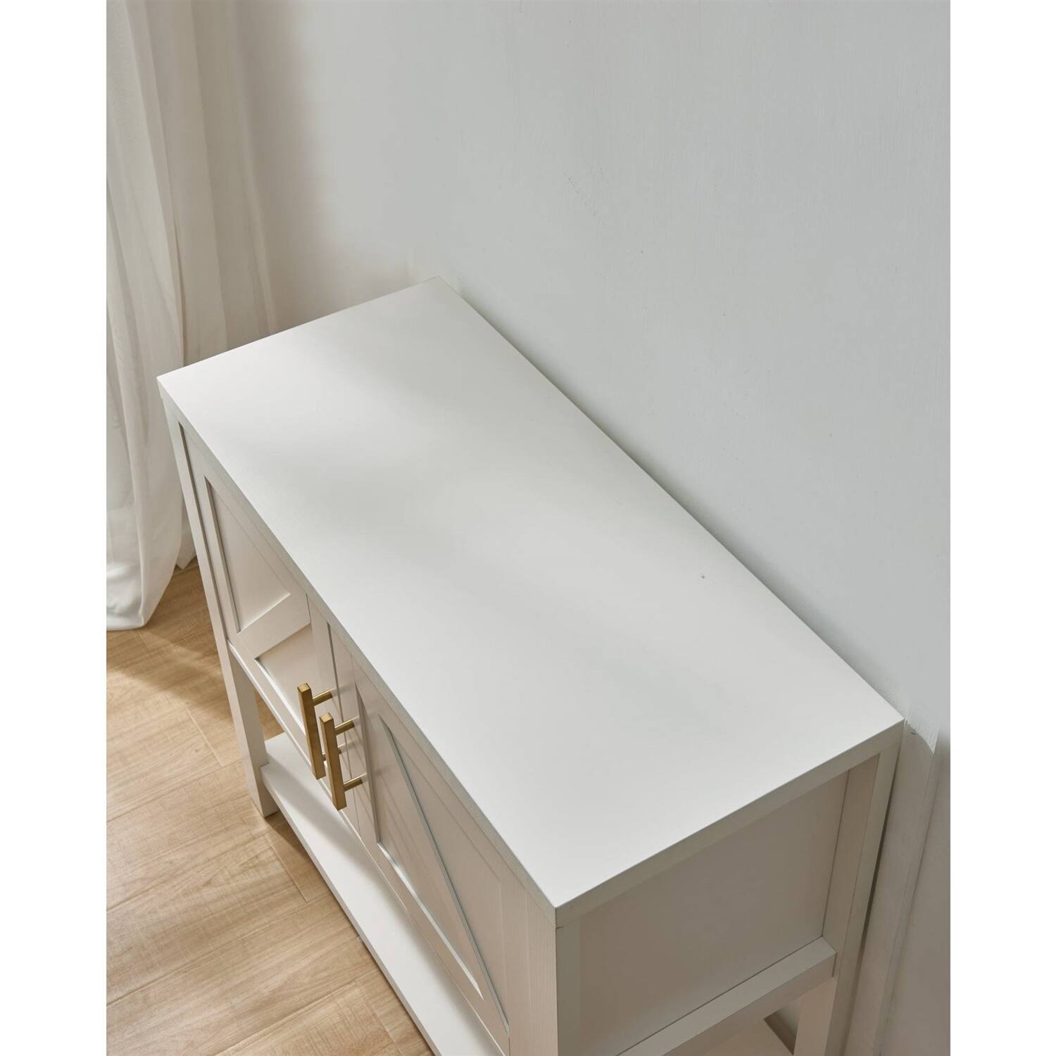 Left. Hivvago - Modern 2 Drawer Wooden Storage Console Table White - White.