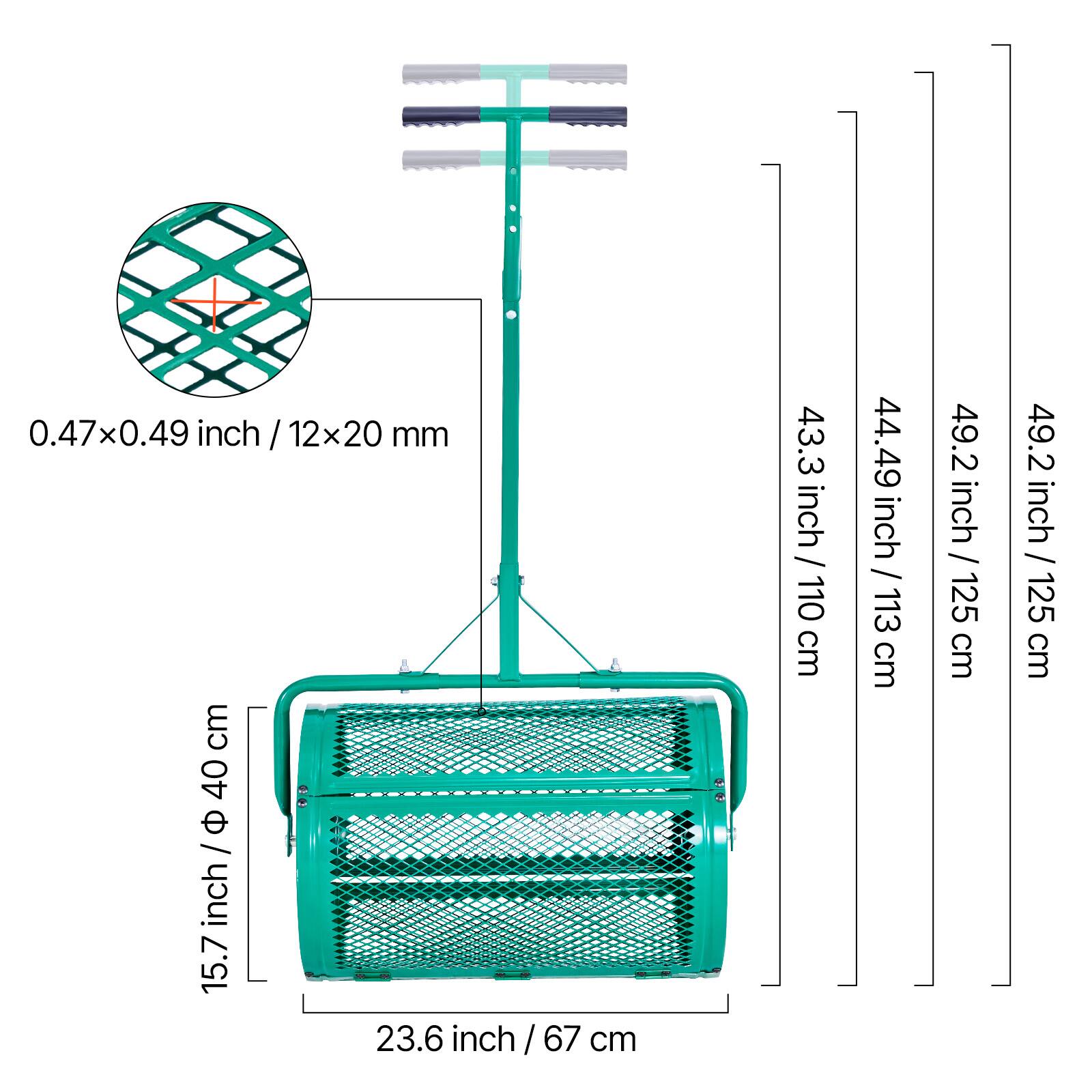 0.47 x 0.49 inch / 12 x 20 mm  
15.7 inch / 40 cm  
23.6 inch / 67 cm  
43.3 inch / 110 cm  
44.49 inch / 113 cm  
49.2 inch / 125 cm
