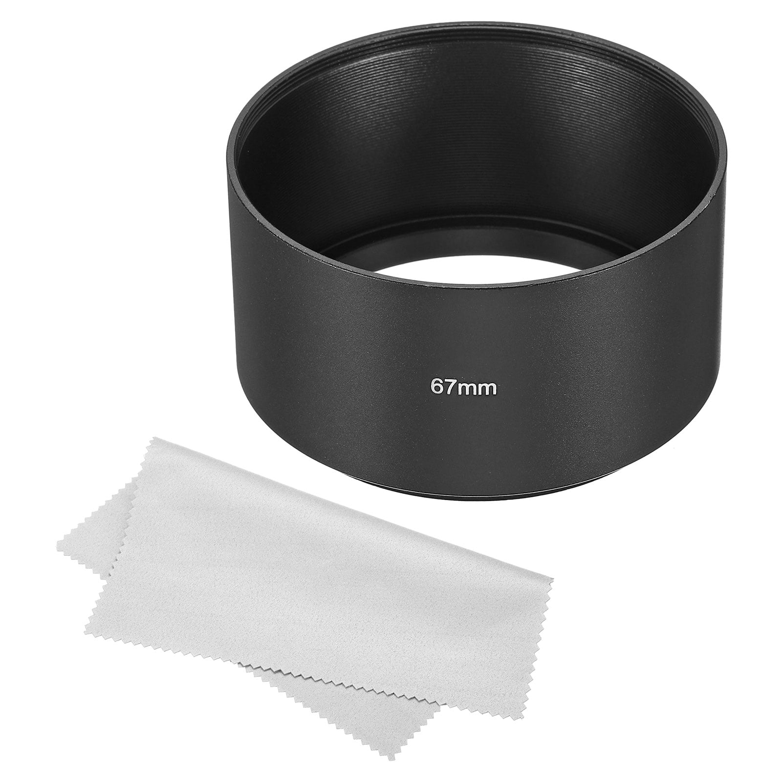 Unique Bargains - 67mm Long Focus Frosted Anti-reflective Lens Hood with Cloth for Nikon/Fuji/Pentax/Leica - Black