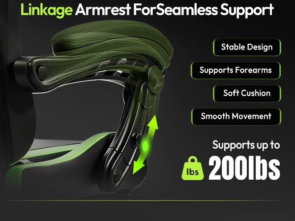 Linkage Armrest For Seamless Support

- Stable Design
- Supports Forearms
- Soft Cushion
- Smooth Movement
- Supports up to 200lbs