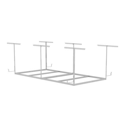Front. Fleximounts - OHK Frame-Only Series 48 in. W x 96 in. D x 22-40 in. H Ceiling Mounted Overhead Garage Storage Rack with Hooks - White.