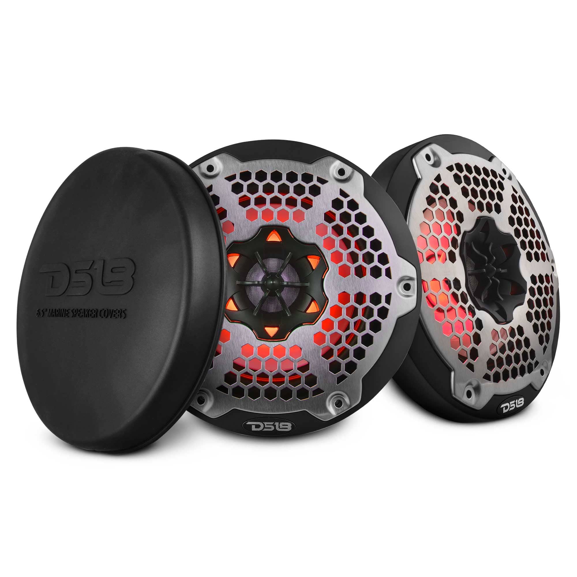 DS18 Audio - NXL 6.5" 2-way Coaxial Speaker with RGB LED Lights and Built-in Driver (Pair), 100W RMS 4-Ohm - Black