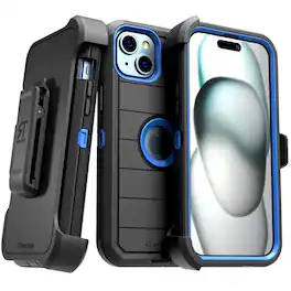 RomeTech - Defender Case for Apple iPhone 15 - Black / Blue