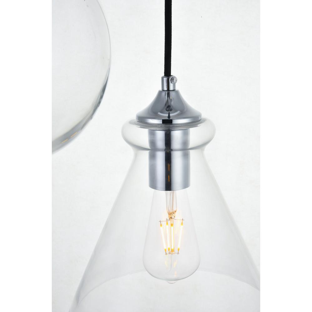 Back. Living District - Destry 3 Lights Chrome Pendant With Clear Glass - Chrome And Clear.