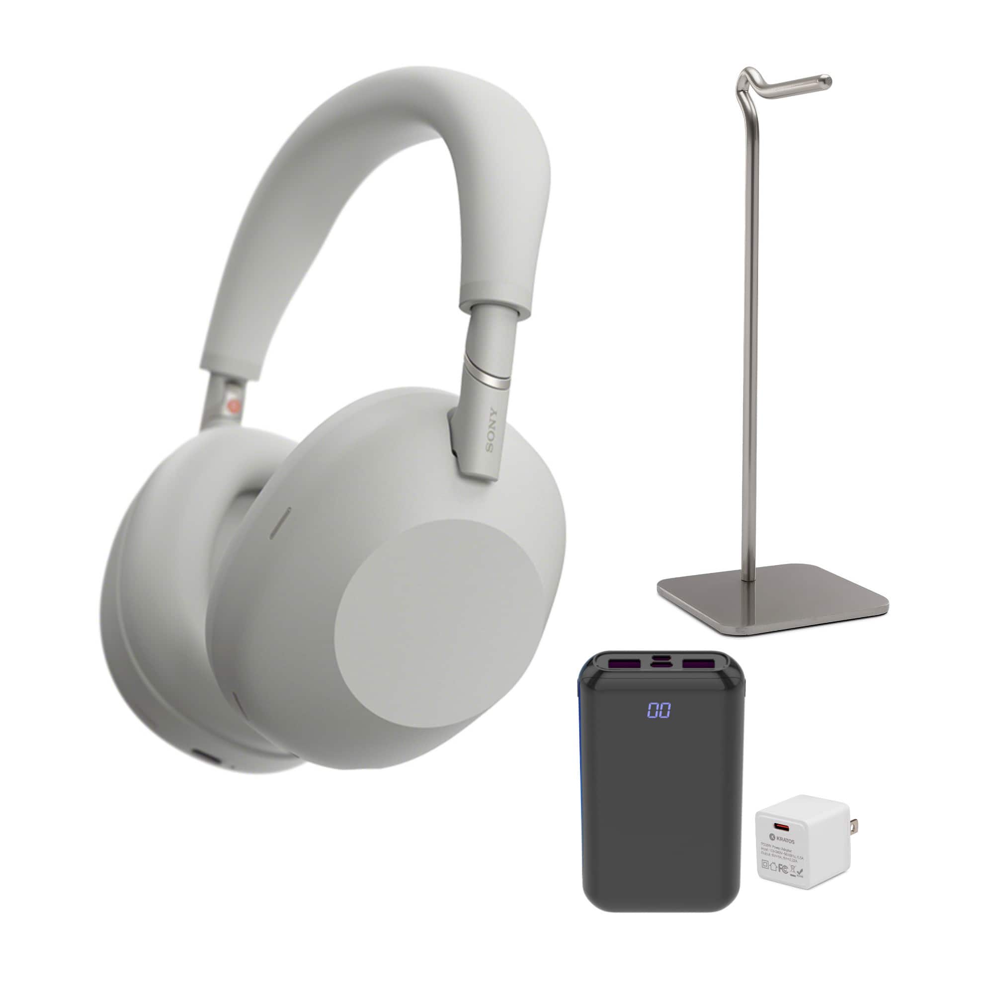 Front. Sony - Sony WH-1000XM6 Wireless Noise-Canceling Headphones (Silver) with Accessories - Silver.