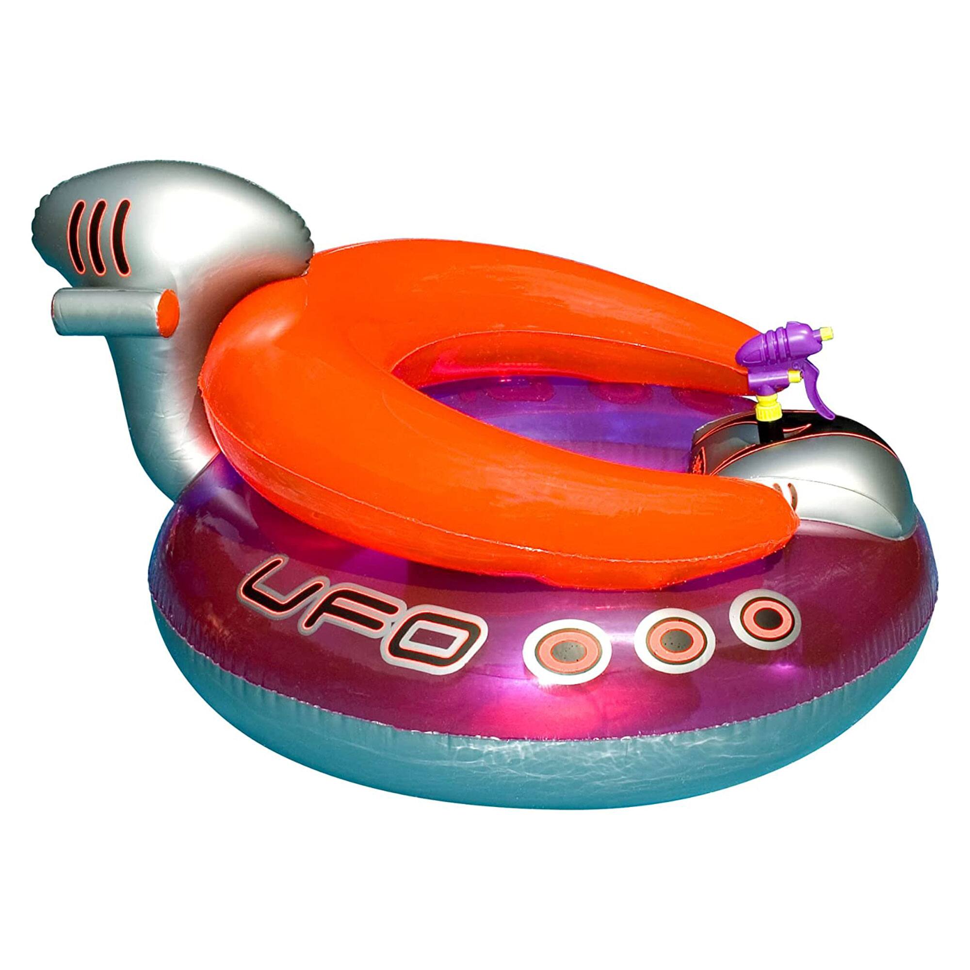 Front. Swimline - Inflatable UFO Lounge Chair with Squirt Gun - Red.