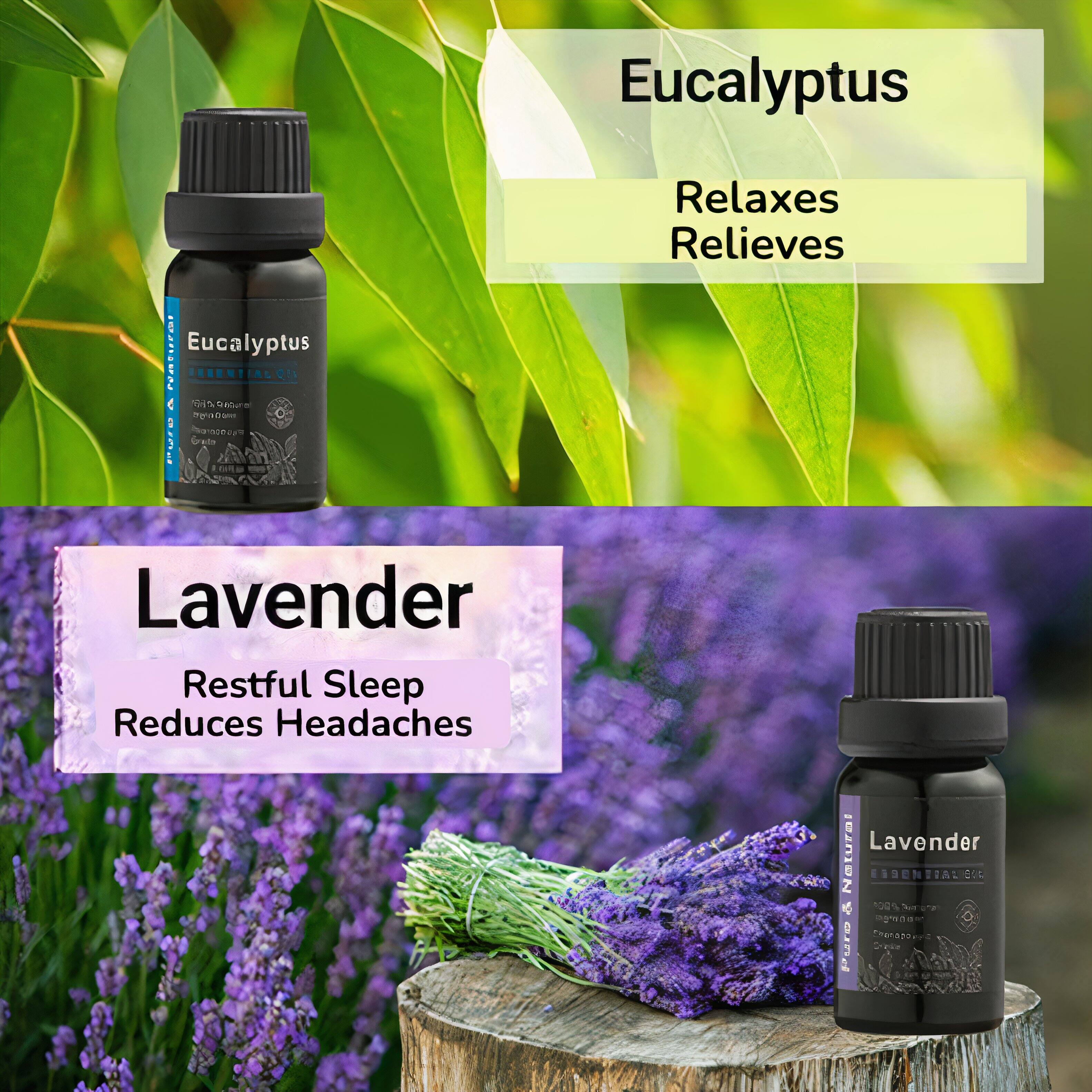 Eucalyptus Relaxes Relieves
Lavender Restful Sleep Reduces Headaches