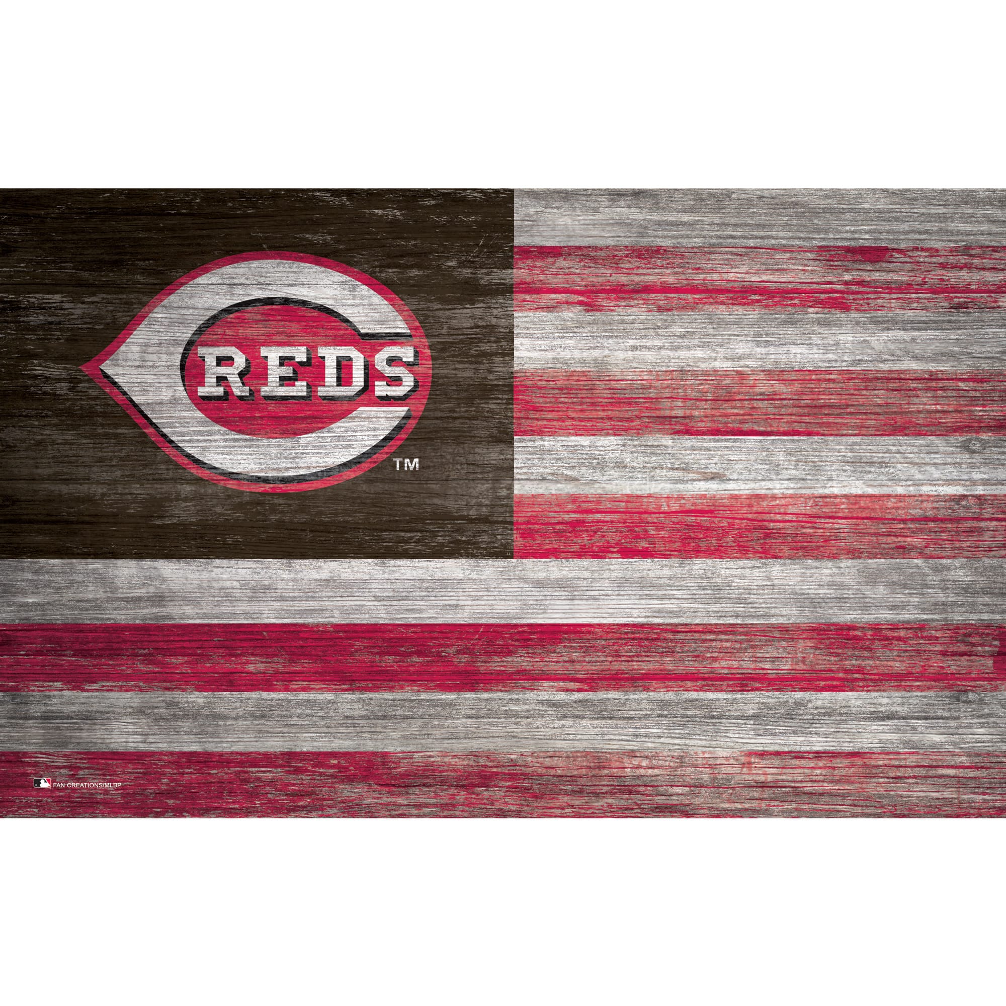 Fan Creations - Cincinnati Reds 11'' x 19'' Distressed Flag Sign - Multicolor price history on PriceWatchPro