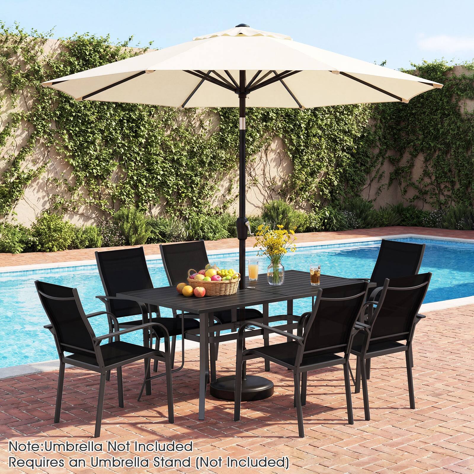 Note: Umbrella Not Included  
Requires an Umbrella Stand (Not Included)