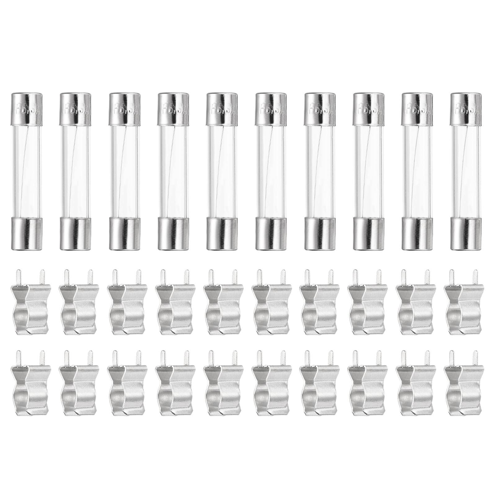 Unique Bargains - Glass Tube Fuses, 6x30mm 6.3A 250V Quick Fast Blow Glass Cartridge Tube Fuse with 20pcs Safety Clip 10pcs price history on PriceWatchPro