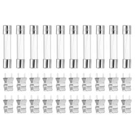 Unique Bargains - Glass Tube Fuses, 6x30mm 6.3A 250V Quick Fast Blow Glass Cartridge Tube Fuse with 20pcs Safety Clip 10pcs