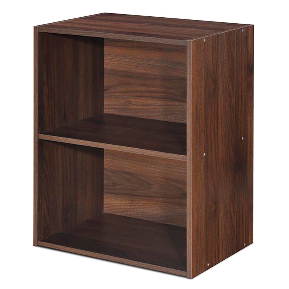 Alt View 14. Costway - 2 Tier Open Shelf Night Stand End Table Sofa Side Storage Display Furni Walnut - Walnut.