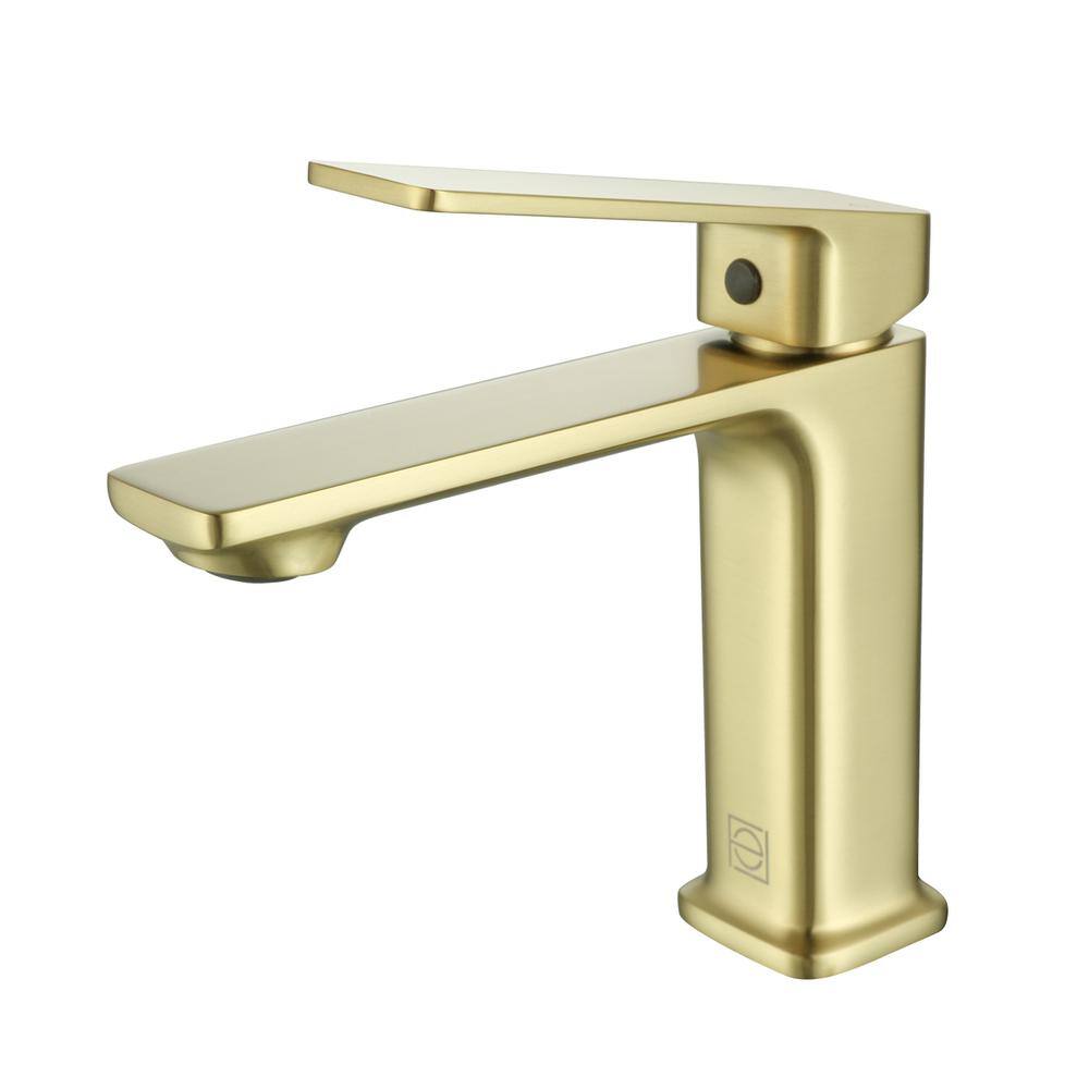 Alt View 4. Elegant Kitchen and Bath - Lena Single Hole Single Handle Bathroom Faucet in Brushed Gold - Brushed Gold.