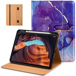 DTTO - Case for iPad 11th Gen 11" 2025 (A16) & 10th Gen 10.9" 2022, Leather Folio Cover with Pencil Holder & Auto Wake/Sleep - Royal Marble