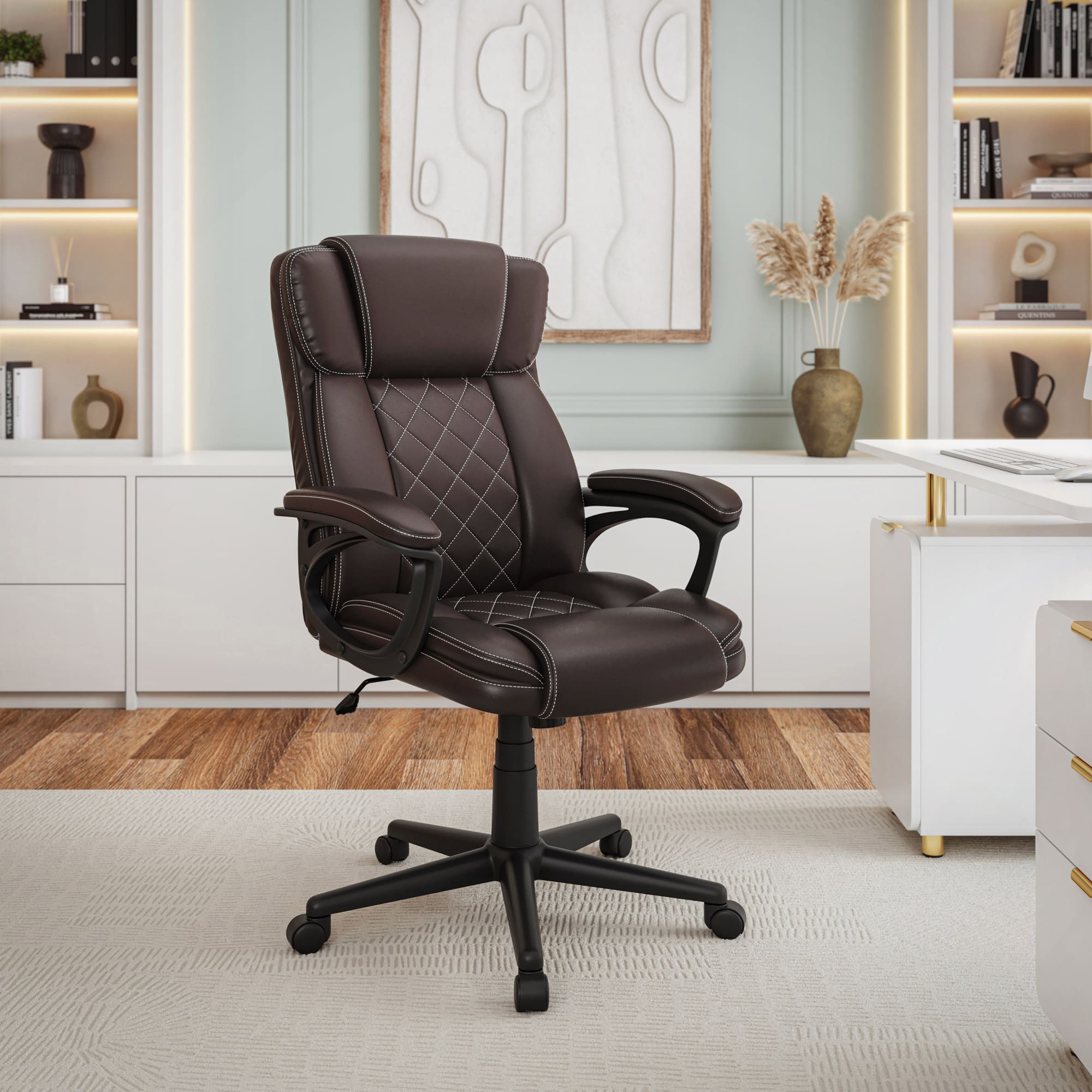 GOODSILO - Ergonomic Executive Office Chair with High Back Support and Adjustable Features - Brown