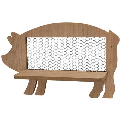 Front. BreeBe - Folding Chicken Wire & Wood Pig Shelf - Brown.