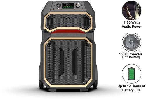 1100 Watts Audio Power  
15" Subwoofer (+1" Tweeter)  
Up to 12 Hours of Battery Life