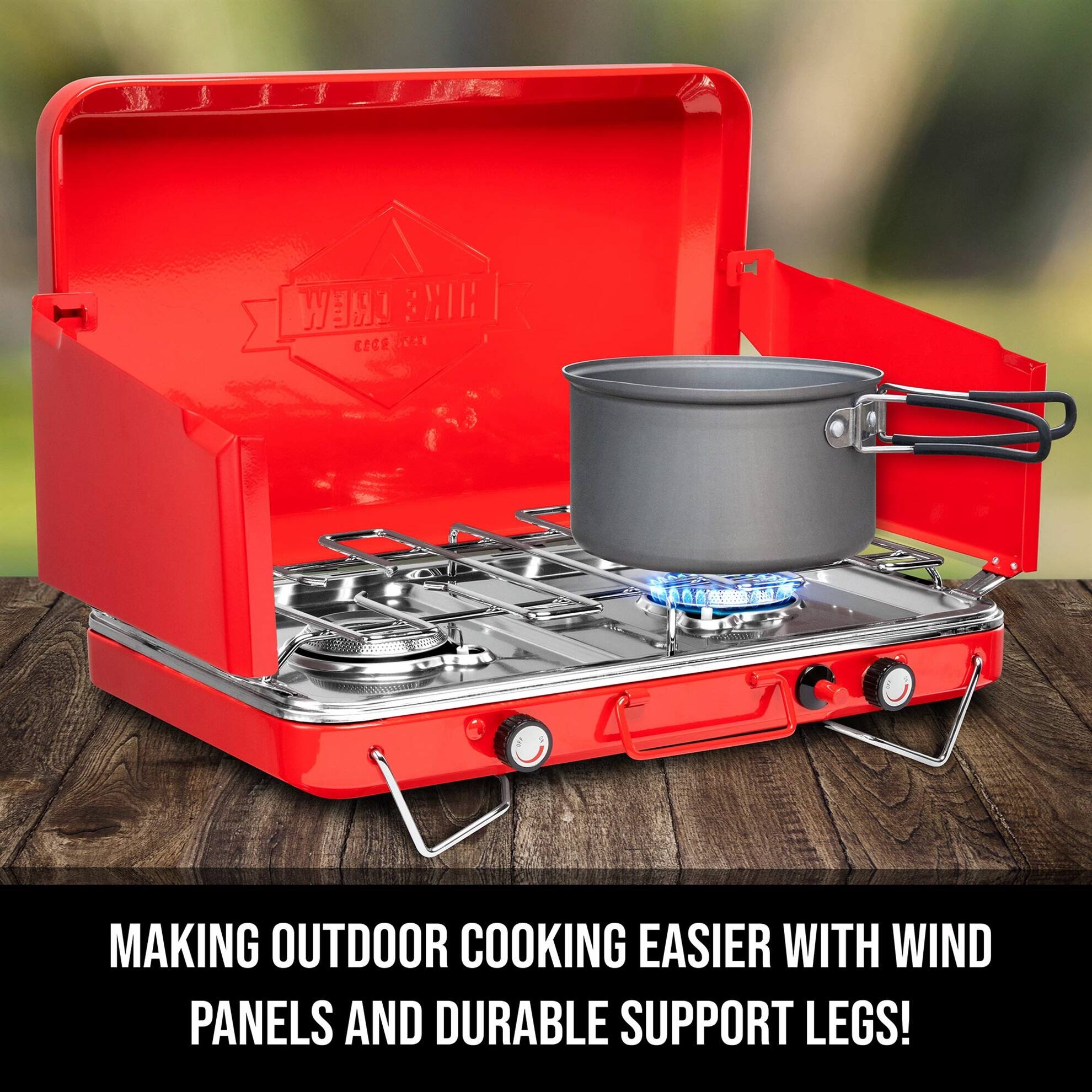 MAKING OUTDOOR COOKING EASIER WITH WIND PANELS AND DURABLE SUPPORT LEGS!
