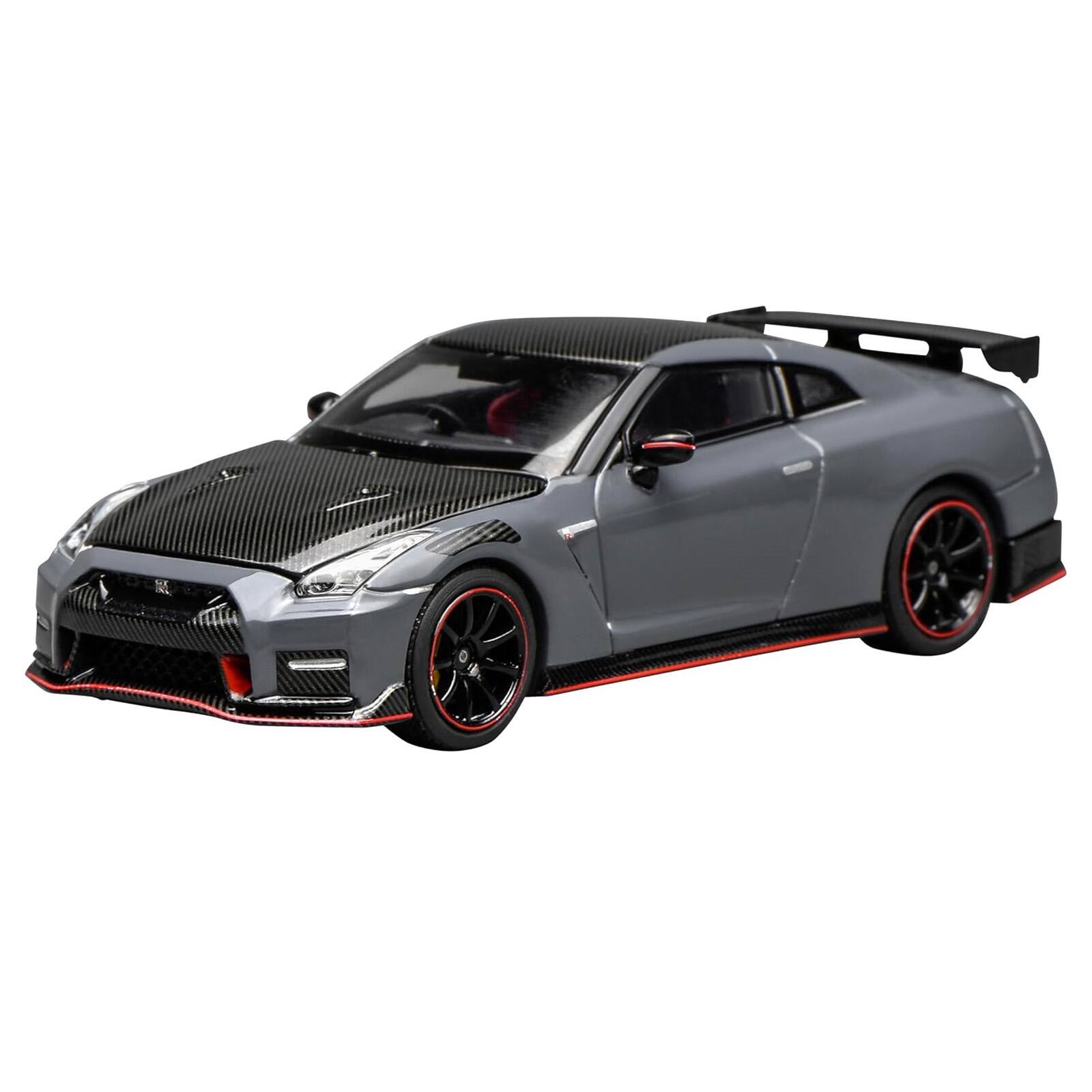 Alt View 4. MotorHelix - 2022 Nissan GT-R Nismo R35 RHD Stealth Gray with Carbon Hood and Top "Senior 64" Series 1/64 Car by MotorHelix.