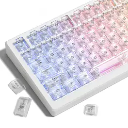 Womier - Crystal Jelly keycaps ,Transparent Style Cute keycap for All US layout Mx Cherry Mechanical Keyboard - White