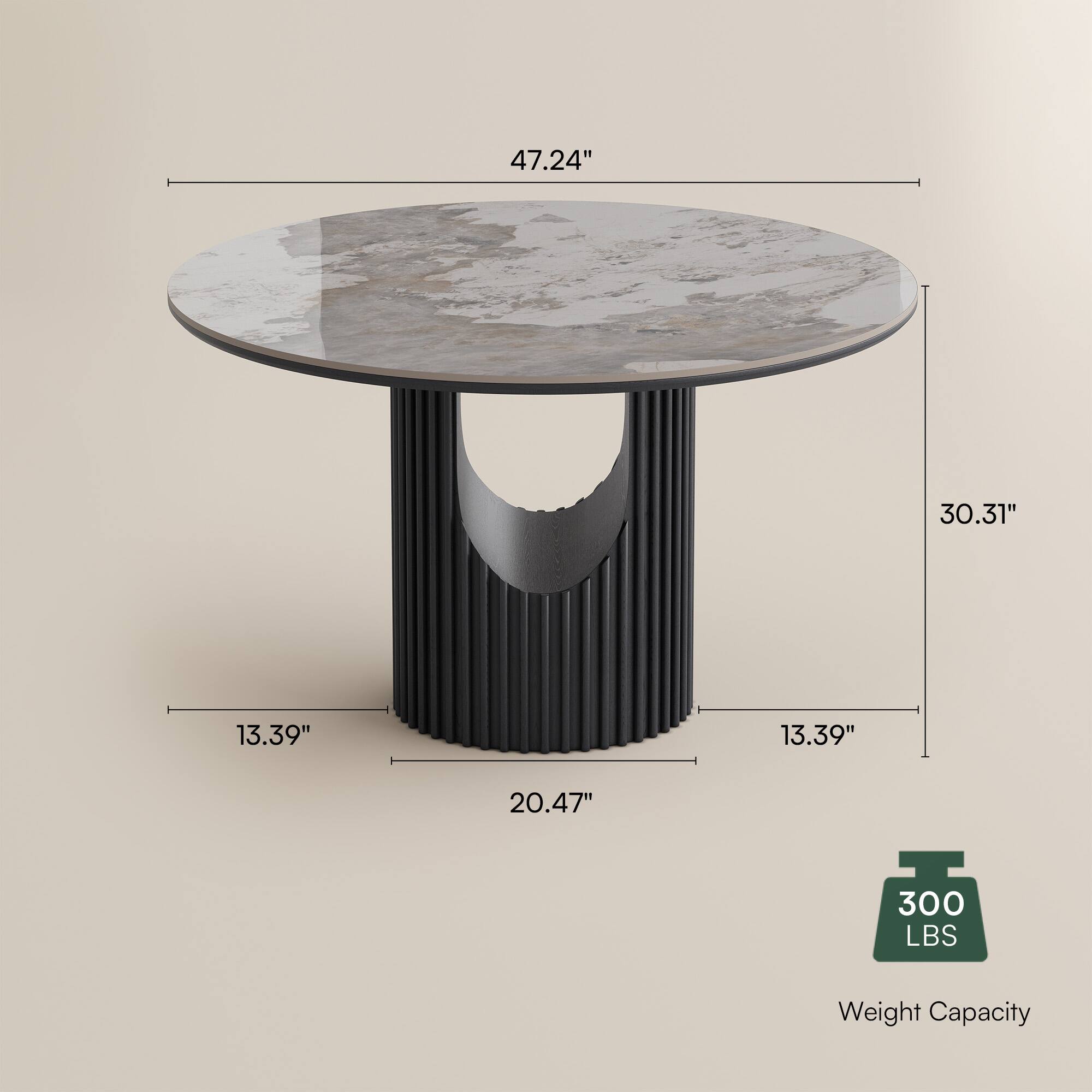 47.24" 30.31" 13.39" 13.39" 20.47" 300 LBS Weight Capacity