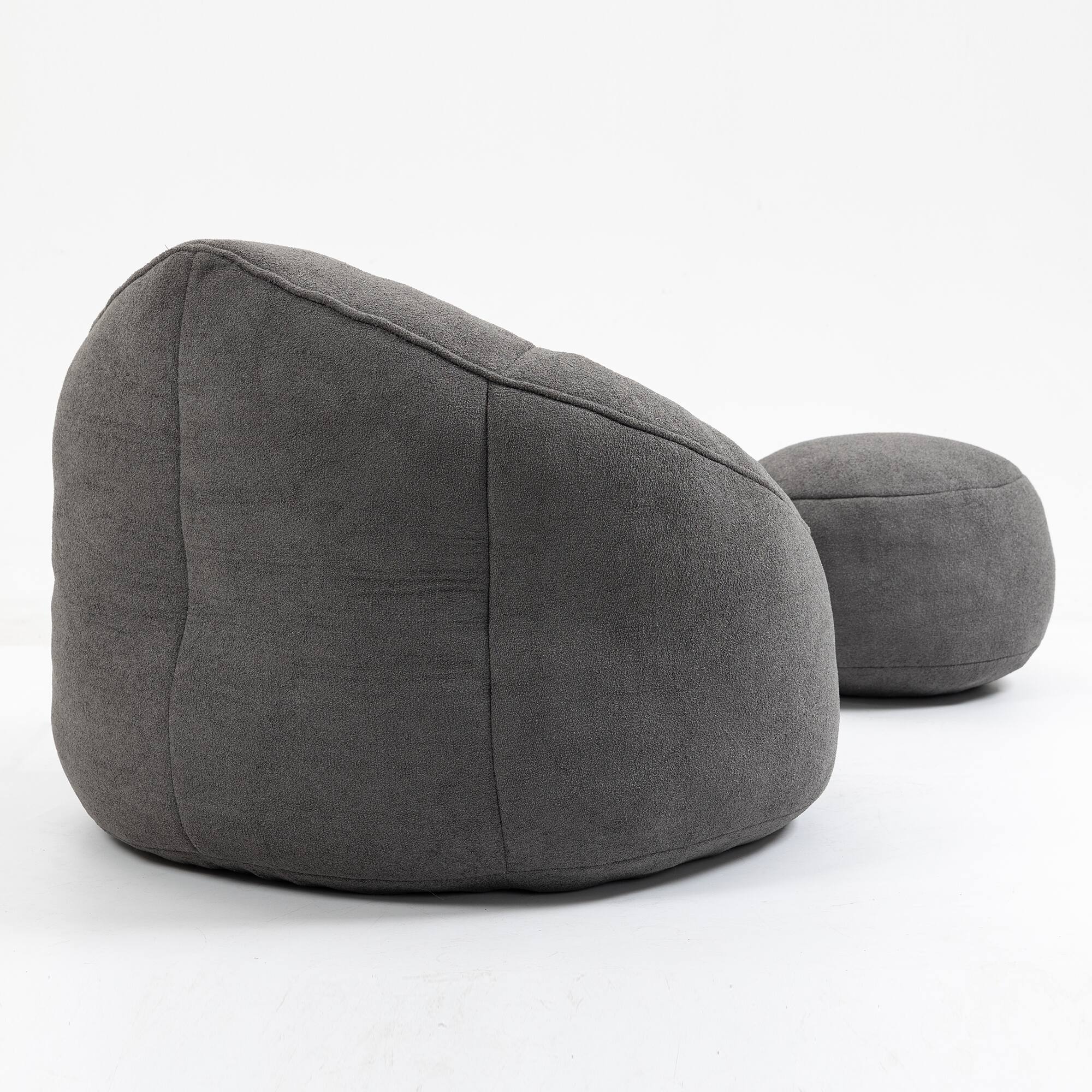 Alt View 7. GOODSILO - Premium Microfiber Bean Bag Sofa Chair with Detachable Footrest for Ultimate Comfort and Relaxation - Grey.