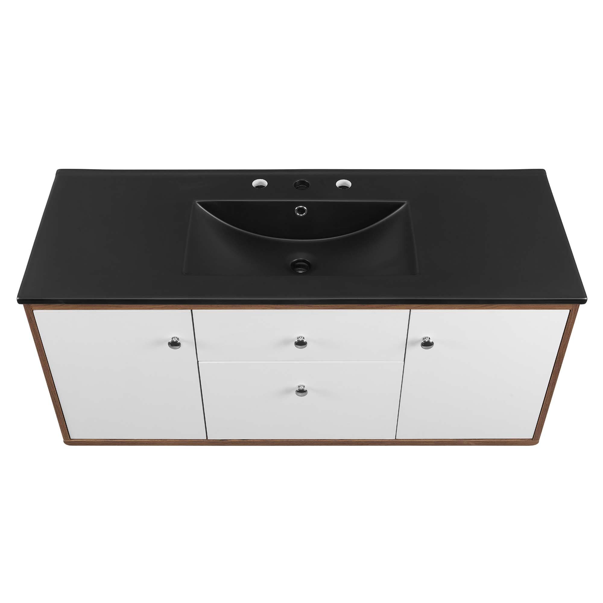 Alt View 4. Modway - Transmit Wall-Mount Bathroom Vanity Basin Included - Walnut Black.