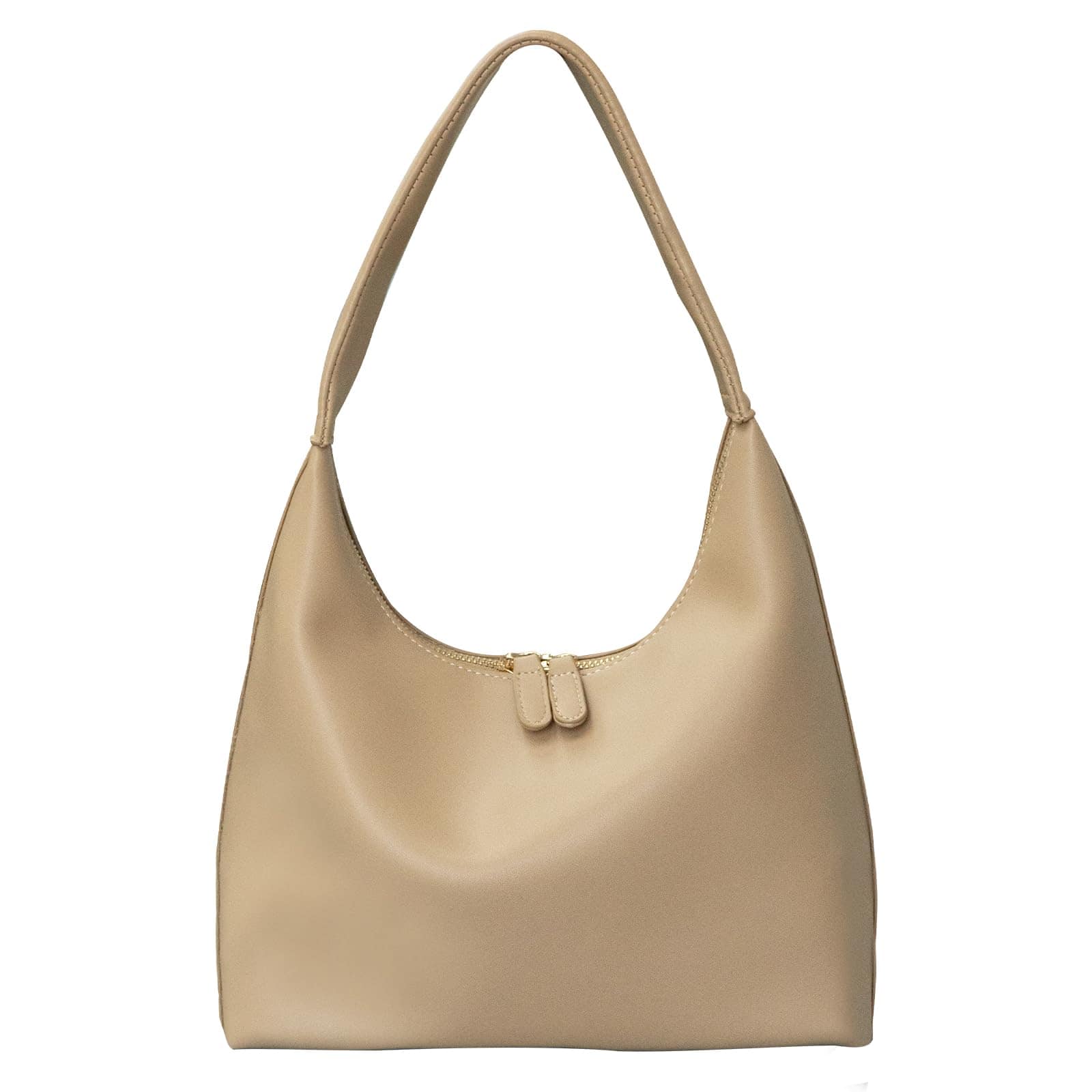 Live At Space - Leather Hobo Bag Small Shoulder Purses For Women Slouchy Tote Handbag Vegan Crescent 【Trendy Hobo Bag Design】Hobo style - A-khaki