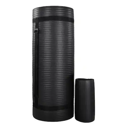 Front. BalanceFrom Fitness - BalanceFrom Fitness 1" Extra Thick Yoga Mat w/Knee Pad and Carrying Strap, Black - Black.