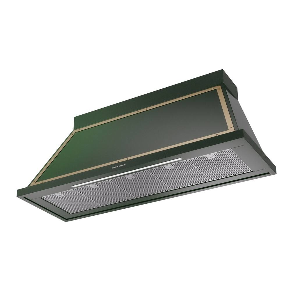 Alt View 1. ILVE - ILVE Nostalgie II Noblesse 60 inch Ducted Wall Mount Range Hood with 600 CFM (Emerald Green, Brass Trim) - Emerald Green.