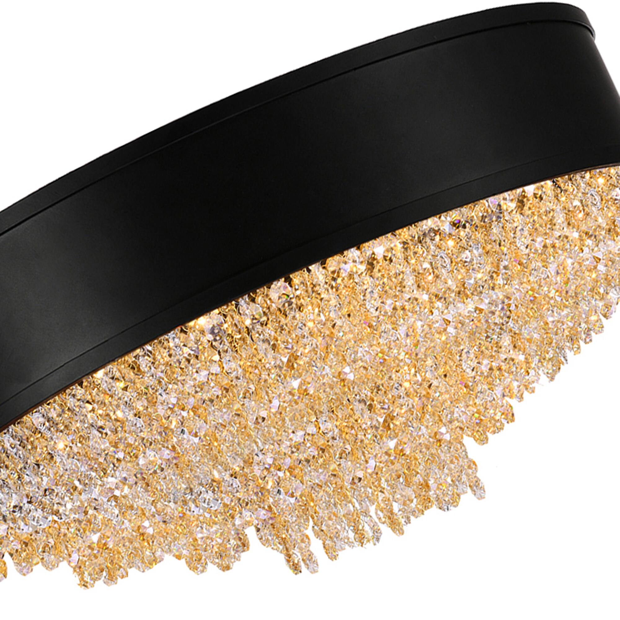 Angle. CWI Lighting - Medina 7 Light Drum Shade Flush Mount With Black Finish - Black.