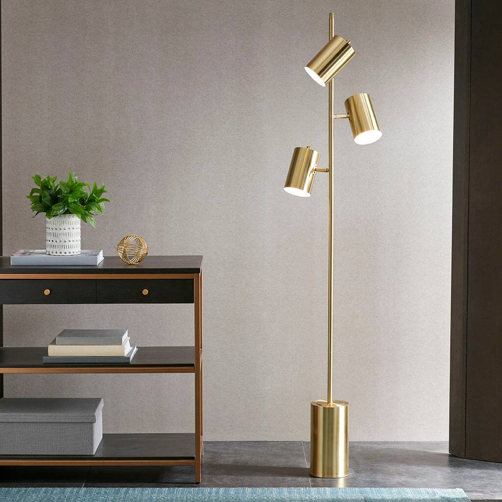 Alt View 2. APRILSOUL - 3-Light Metal Floor Lamp - Gold.