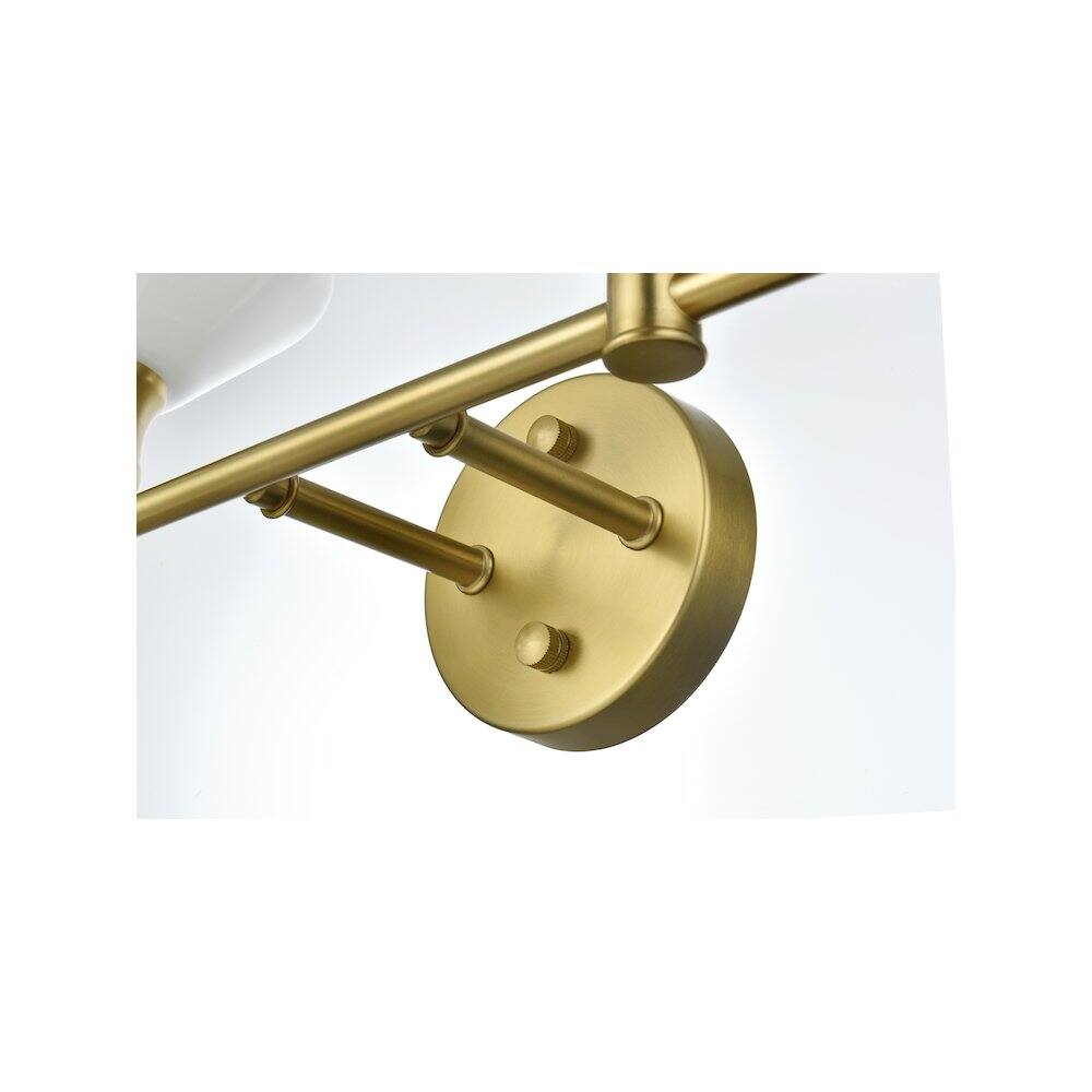 Alt View 2. Living District - Gene 4 Light Satin Gold and Frosted White Glass Wall Sconce - Satin Gold.