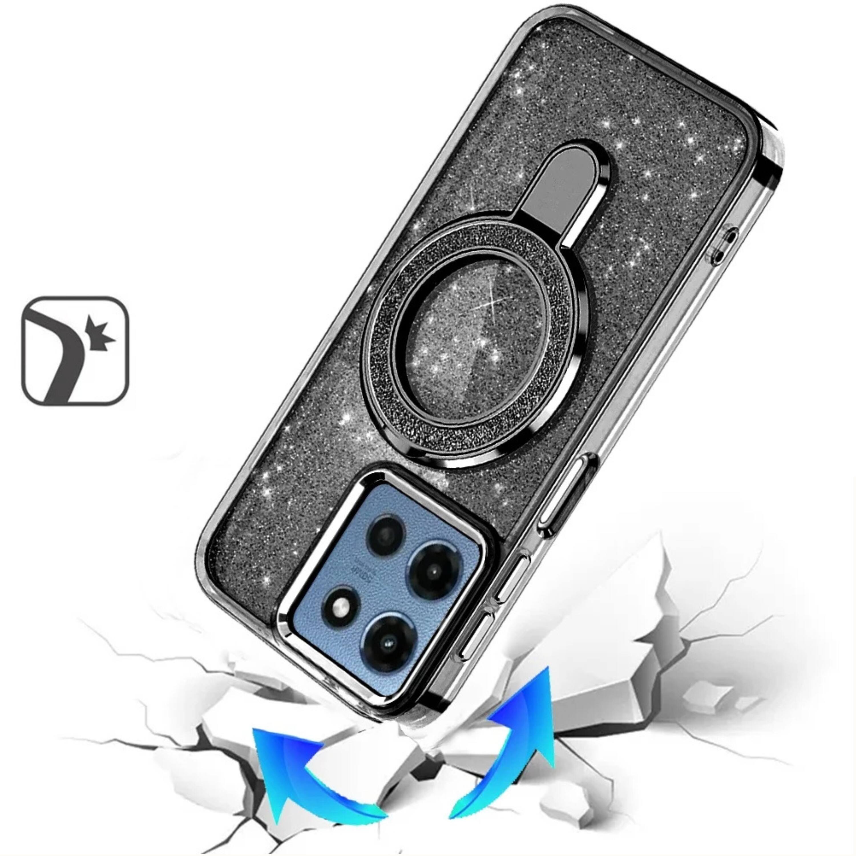 Left. Kitcheniva - Translucent Glitter Protective Case With Tempered Glass For Moto G 2026 Clear - Clear.