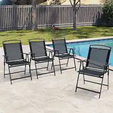 Front. Crestlive Products - Crestlive Products Set 4pc Brown Steel Frame Stationary Dining Chair Texteline Mesh Seat - Black-4PC.