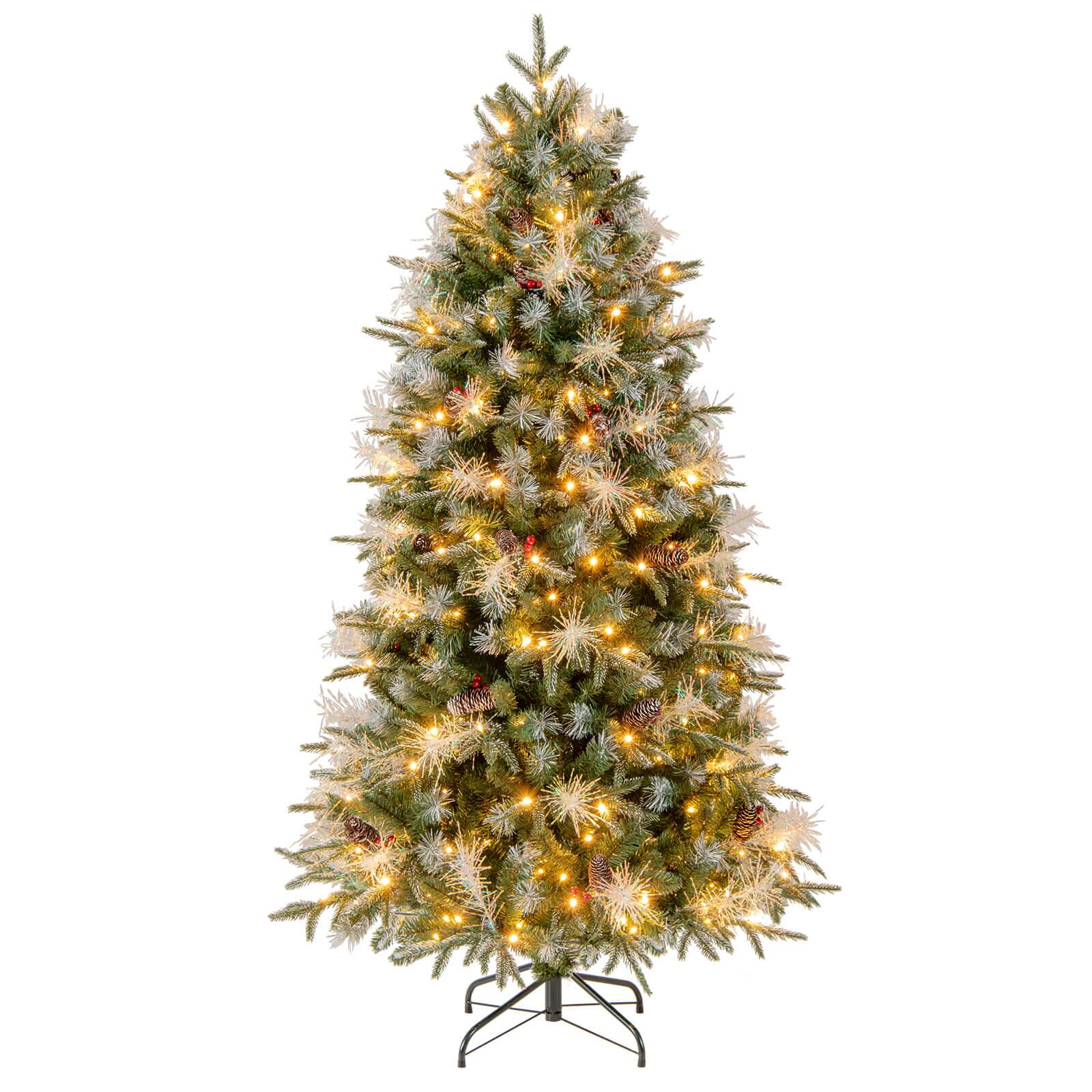 Front. Costway - Costway 6 FT Artificial Christmas Tree with 806 Branch Tips, 270 Warm White LED Lights - Green.
