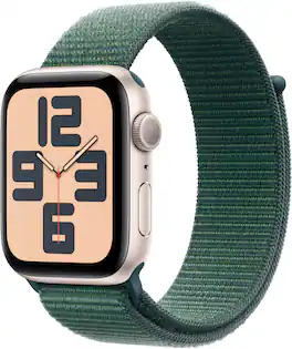 Refurbished Excellent - Apple Watch SE 2nd Generation (GPS) 44mm Aluminum Case with Lake Green Sport Loop - Starlight - (2024)