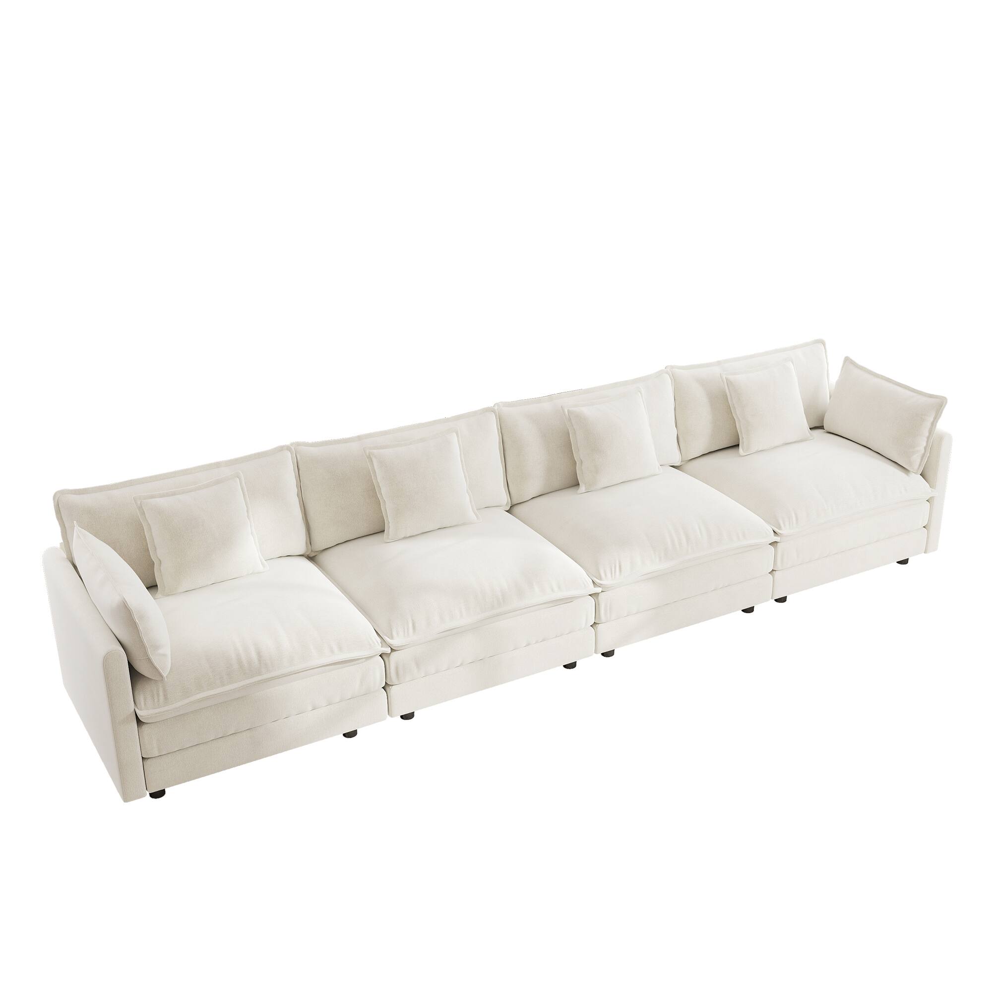 Alt View 2. LOVMOR - Free Combination Modular Sofa Free4 Seater Sofa Comfy Chenille FabricSectional Sofa CouchWhite - White.